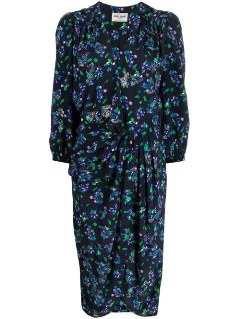 draped floral-print midi dress by ZADIG&VOLTAIRE