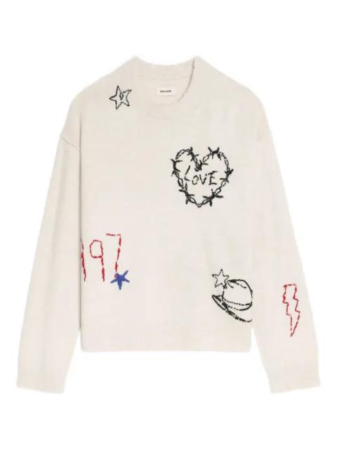 embroidered heart detail sweater by ZADIG&VOLTAIRE