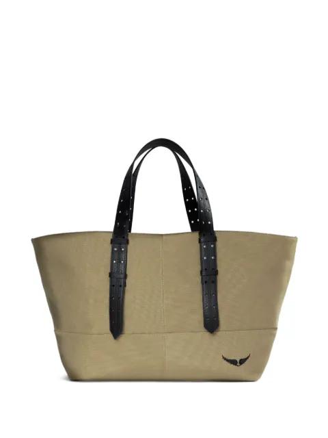 leather-trimmed canvas tote bag by ZADIG&VOLTAIRE