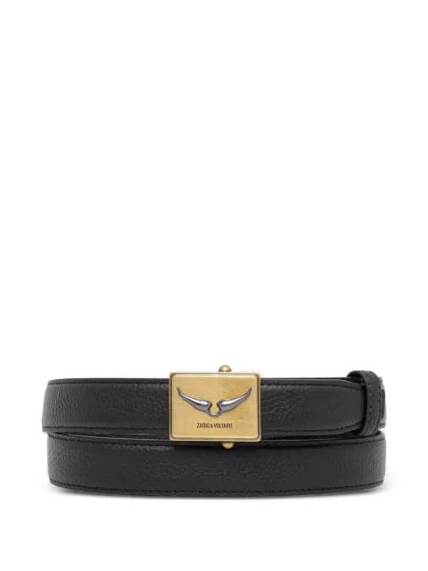 logo-plaque pebbled-leather belt by ZADIG&VOLTAIRE