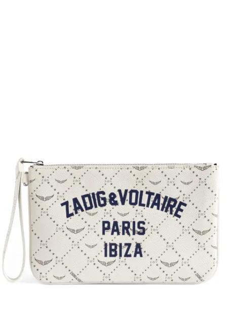 logo-print zip clutch bag by ZADIG&VOLTAIRE