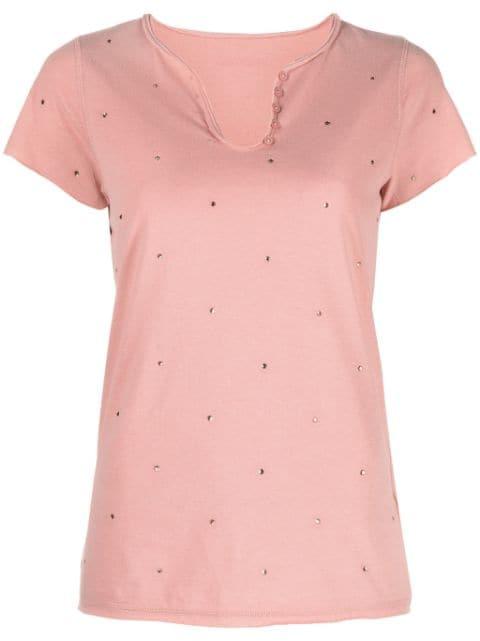 rhinestone-embellished Henley-neck T-shirt by ZADIG&VOLTAIRE