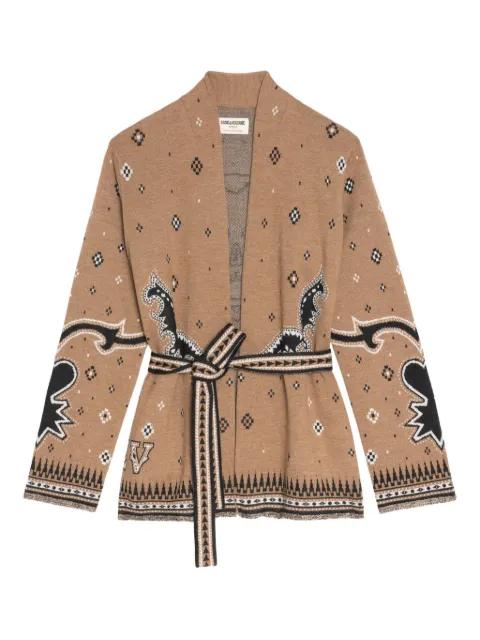 skull-detail belted cardigan by ZADIG&VOLTAIRE