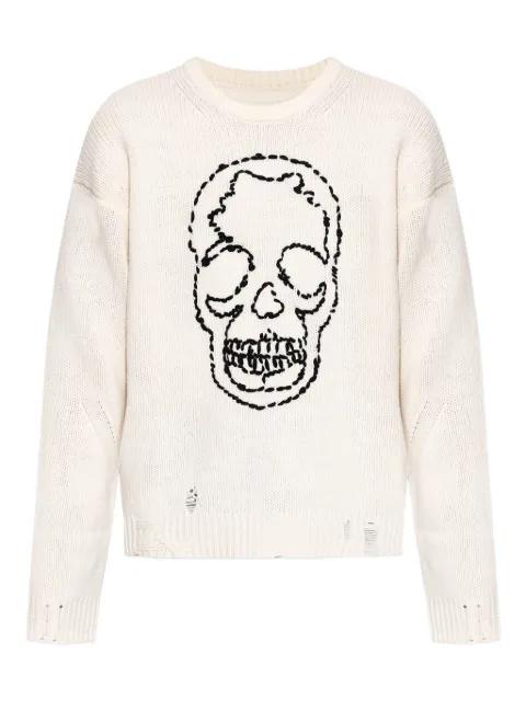 skull-embroidered distressed sweater by ZADIG&VOLTAIRE