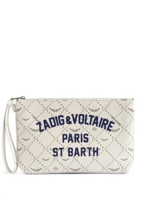 x St Barth logo-print clutch bag by ZADIG&VOLTAIRE