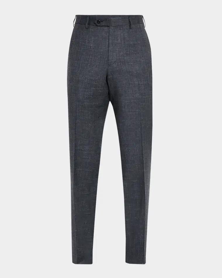 Men's Devon Wool and Silk Flat-Front Pants by ZANELLA