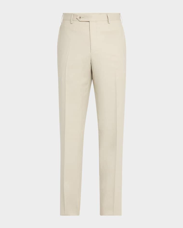 Men's Devon Wool and Silk Flat-Front Pants by ZANELLA