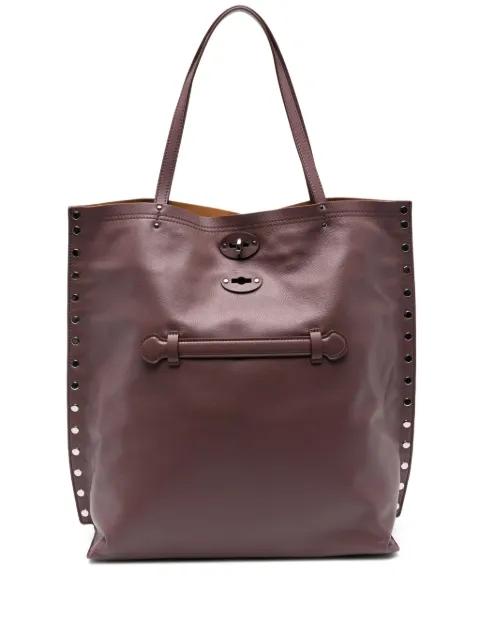 medium A'spasso® stud-embellished leather tote bag by ZANELLATO