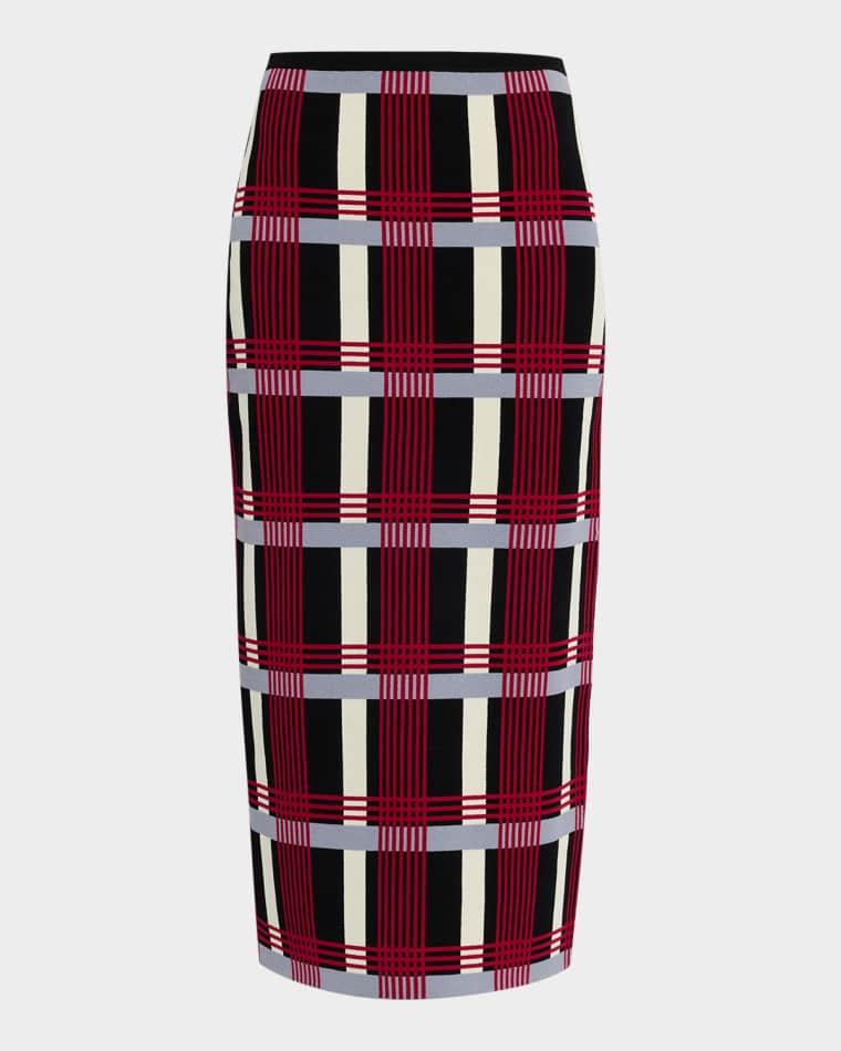 Check Knit Maxi Skirt by ZANKOV