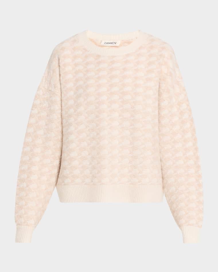 Check Wool-Silk Crewneck Sweater by ZANKOV