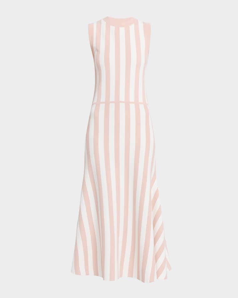 Faye Striped Knit Sleeveless Midi Dress by ZANKOV