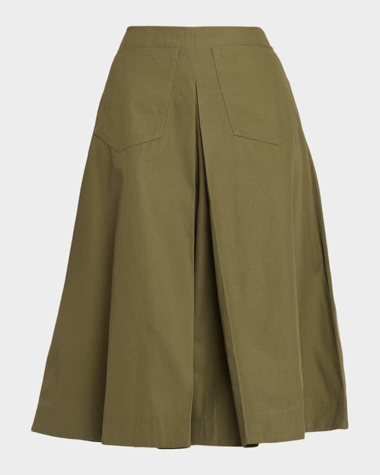 Louise Pleated Cotton A-Line Skirt by ZANKOV