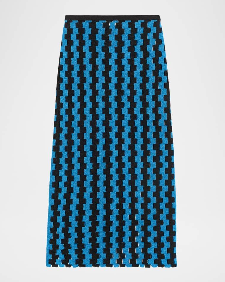 Marshall Metallic Open-Knit Maxi Skirt by ZANKOV