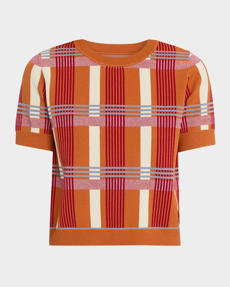 Plaid Short-Sleeve Sweater by ZANKOV
