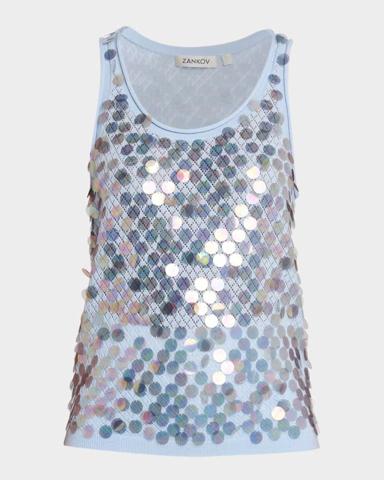 Sequined Cashmere-Wool Tank Top by ZANKOV