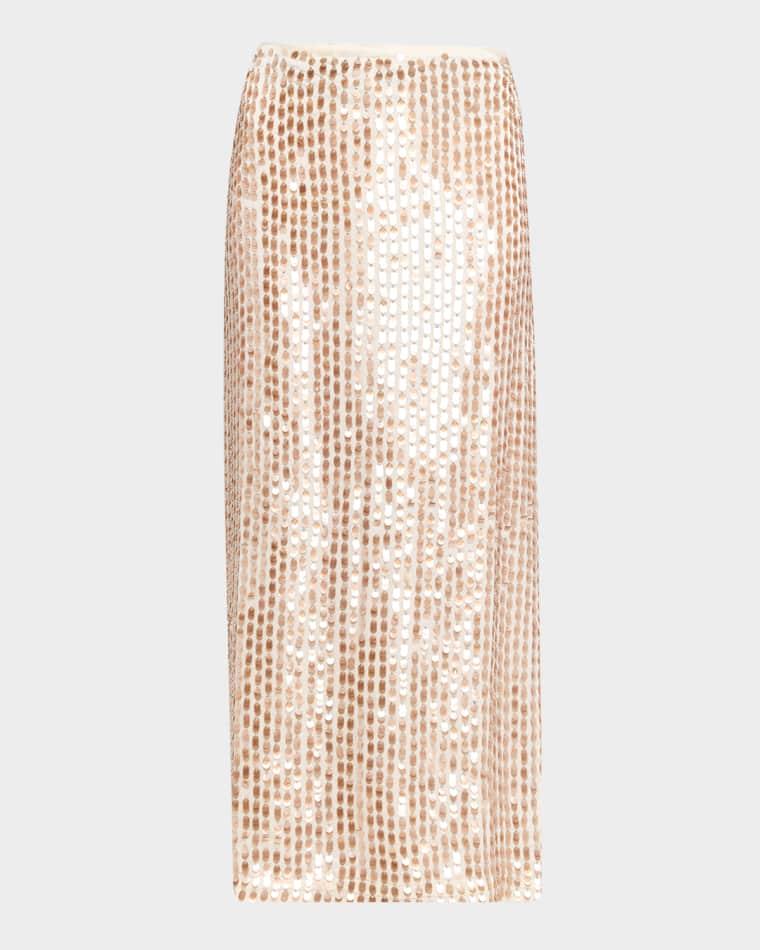 Sequined Silk Maxi Skirt by ZANKOV