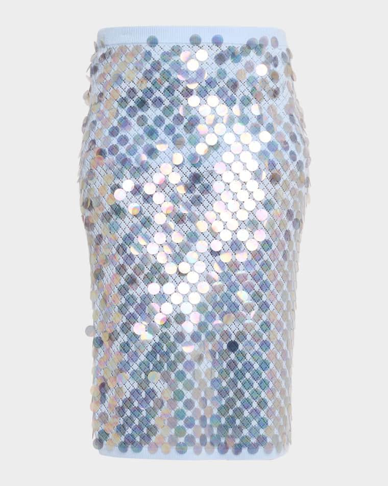 Sequined Wool-Cashmere Pointelle Knit Midi Skirt by ZANKOV
