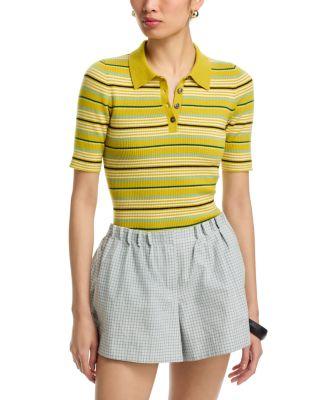 Short Sleeve Striped Polo Sweater by ZANKOV