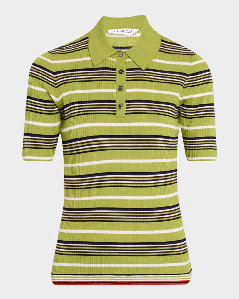 Stripe Short-Sleeve Polo by ZANKOV