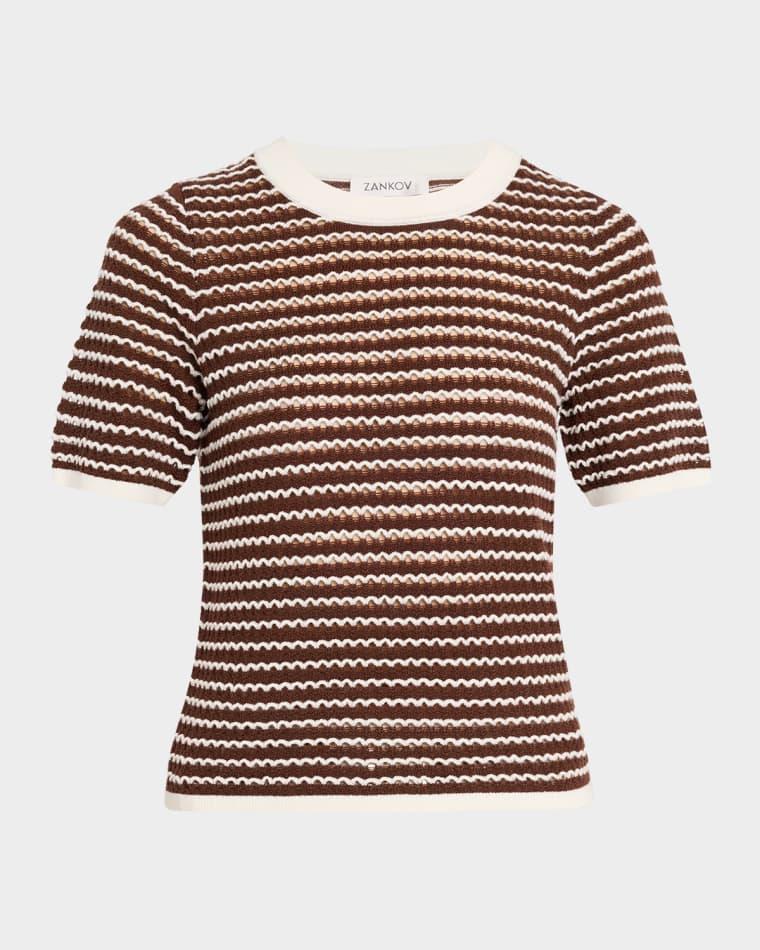 Stripe Short-Sleeve Top by ZANKOV