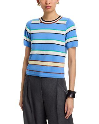 Striped Short Sleeve Sweater by ZANKOV
