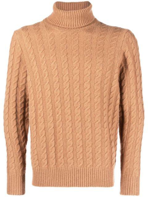 cable-knit roll neck jumper by ZANONE