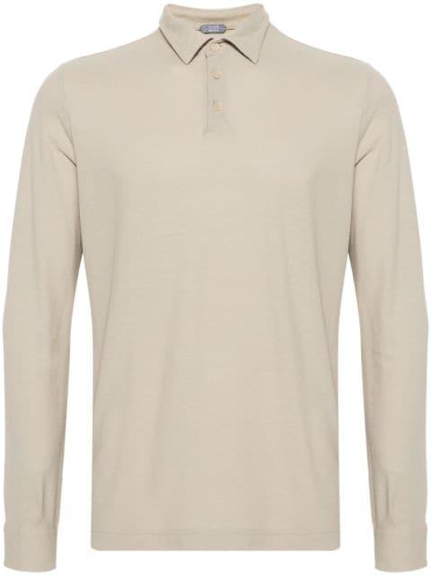 long-sleeve cotton polo shirt by ZANONE