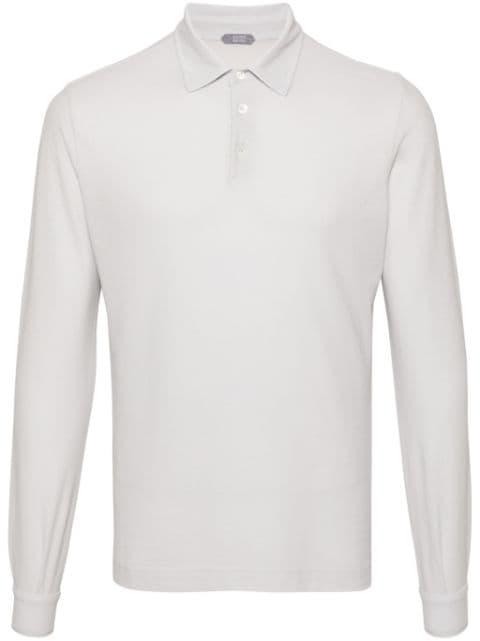 long-sleeve cotton polo shirt by ZANONE