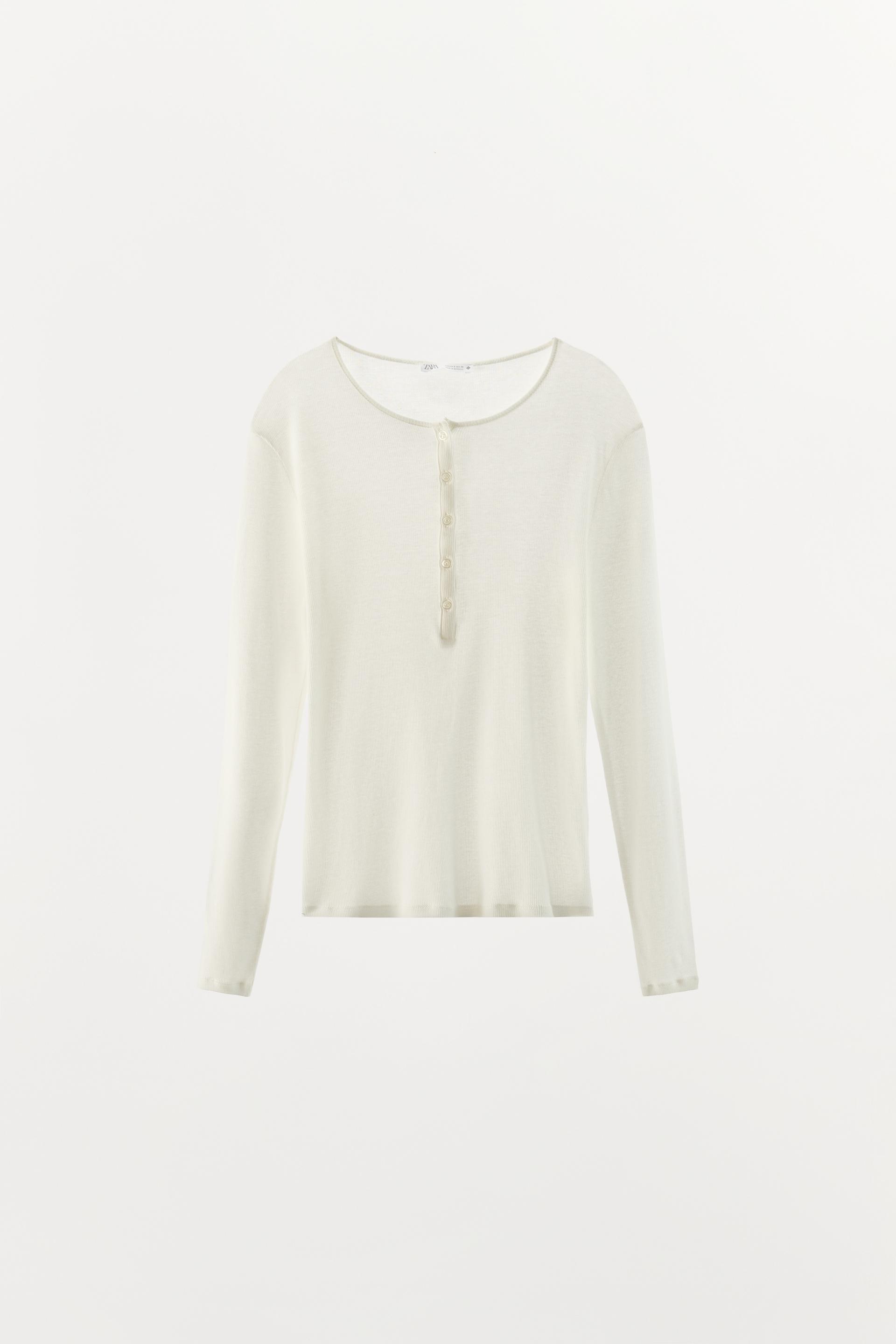 100% COTTON BUTTON-UP T-SHIRT by ZARA
