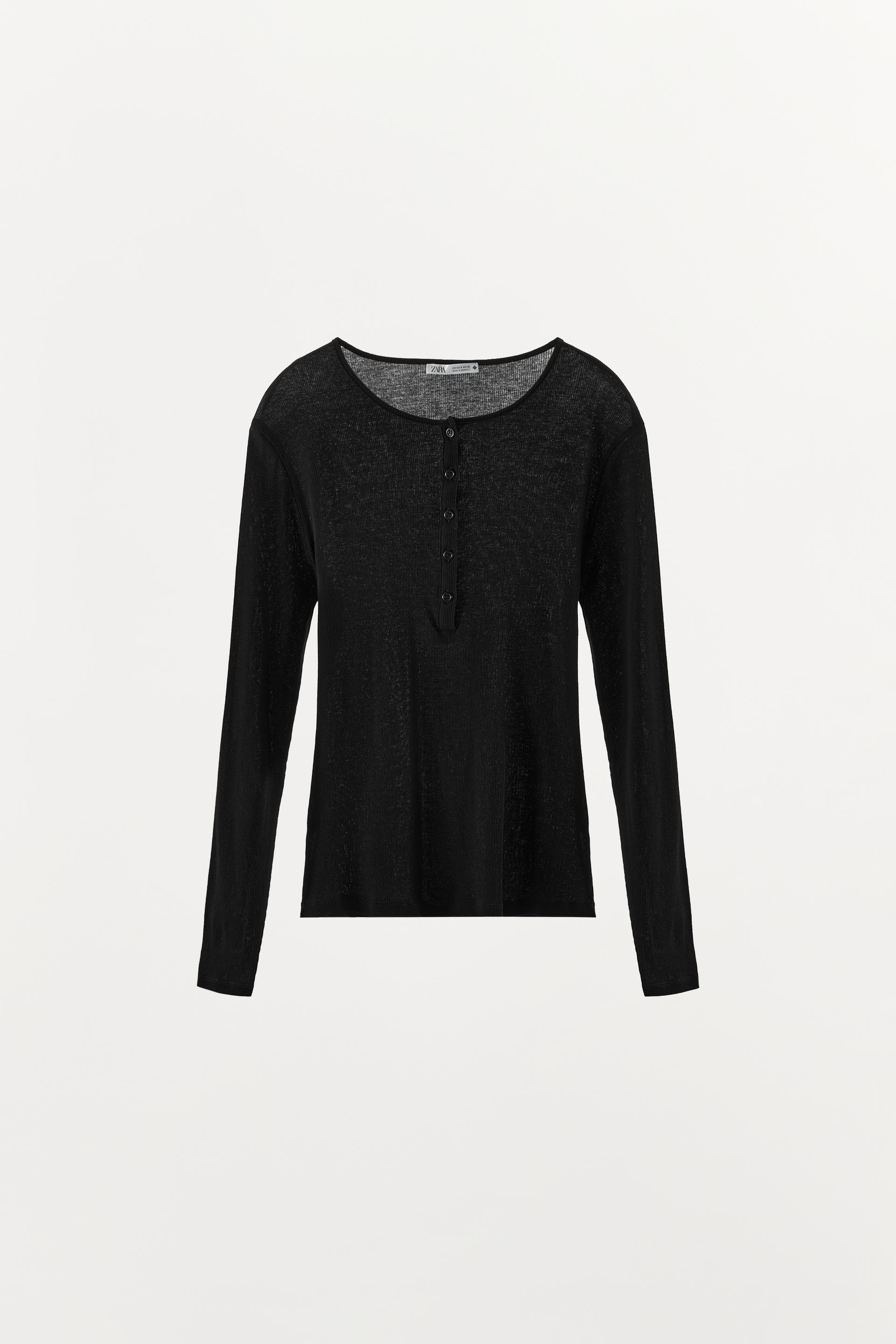 100% COTTON BUTTON-UP T-SHIRT by ZARA
