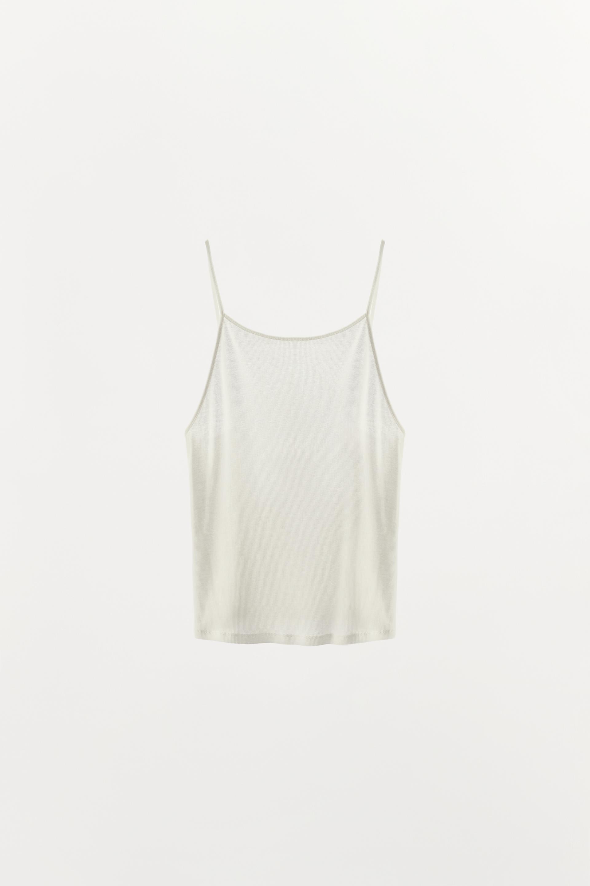 100% COTTON STRAPPY TANK TOP by ZARA