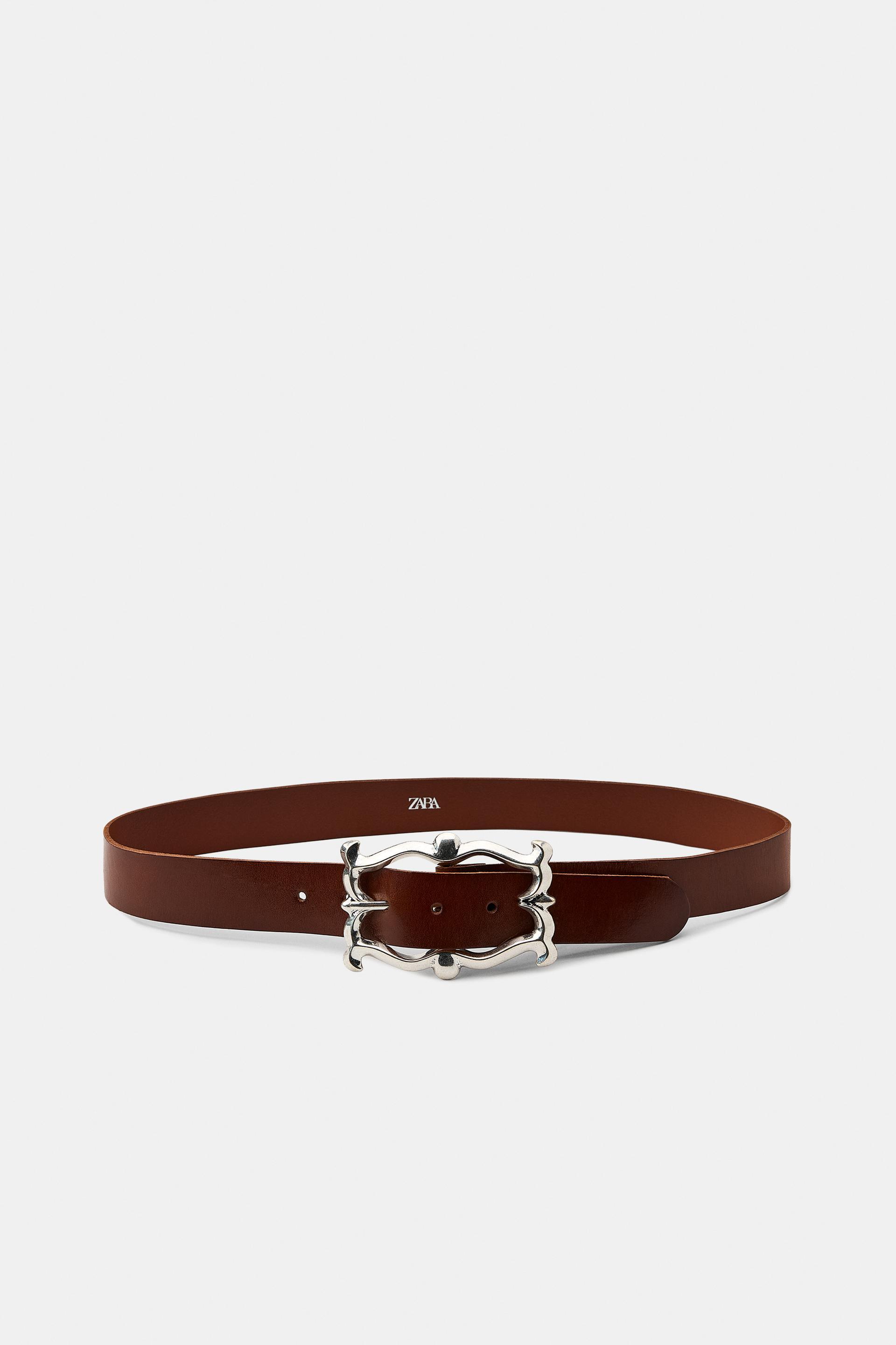 100% LEATHER BELT WITH ORGANIC BUCKLE by ZARA