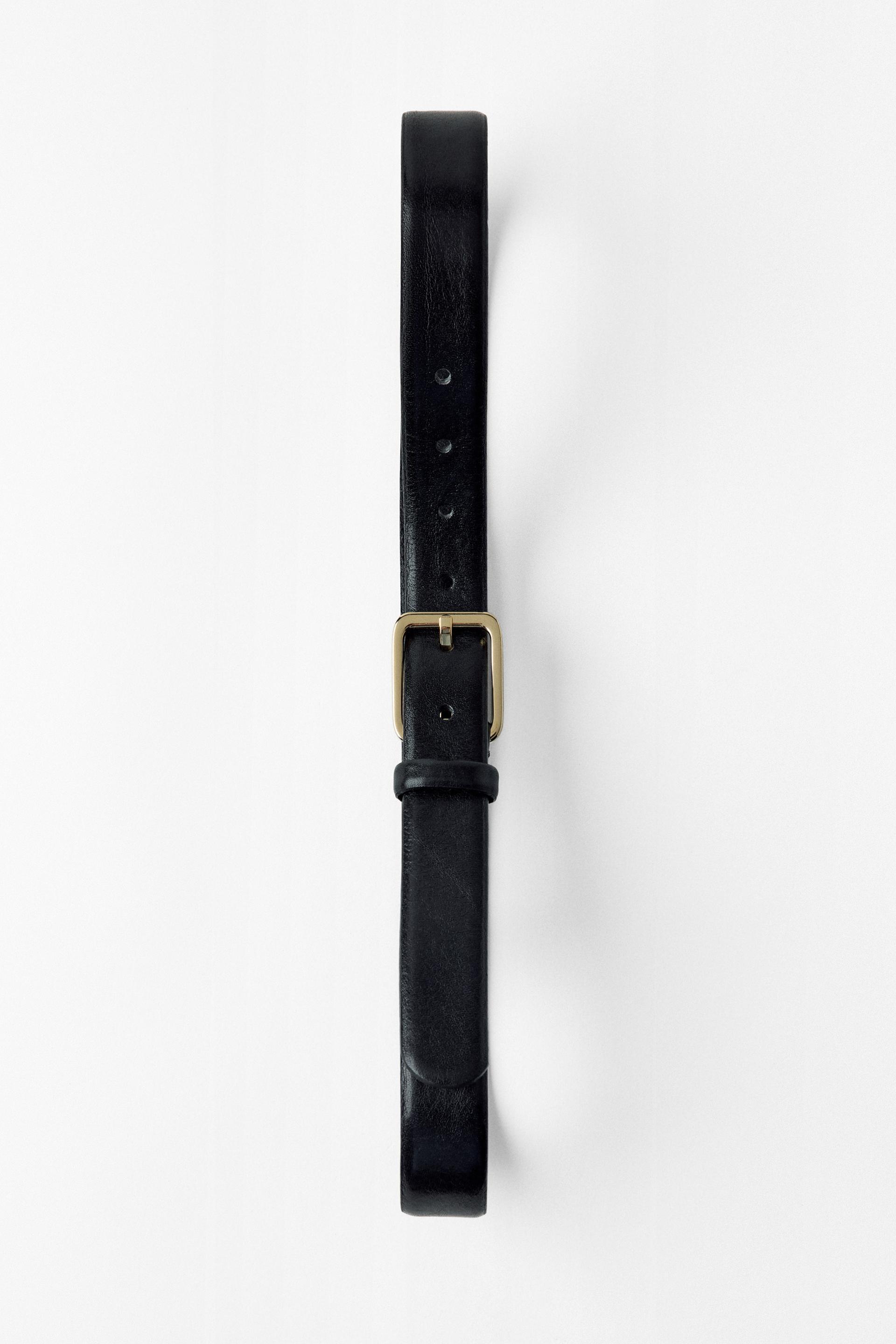 100% LEATHER BELT WITH SQUARE BUCKLE by ZARA