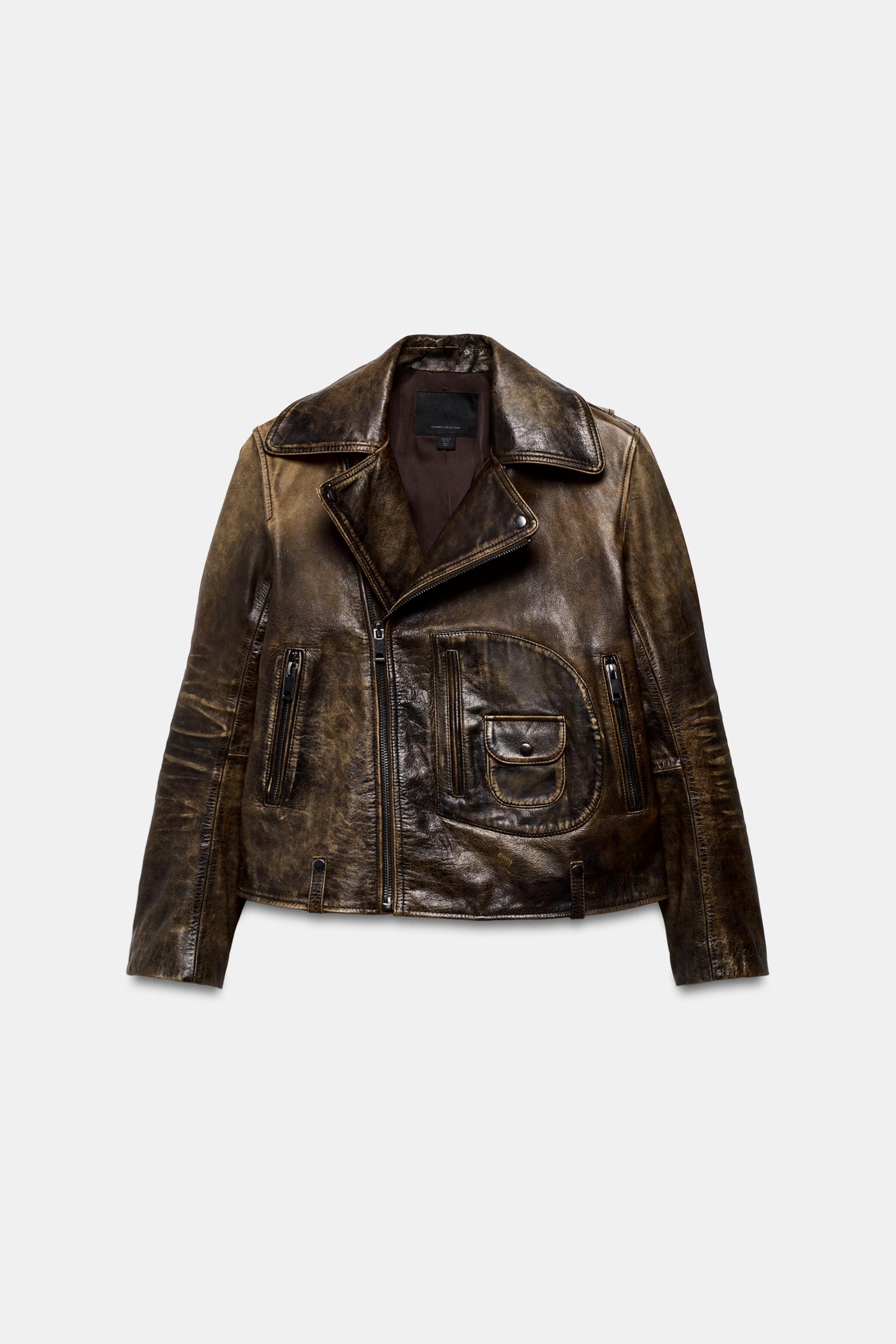 100% LEATHER BIKER JACKET ZW COLLECTION LIMITED EDITION by ZARA