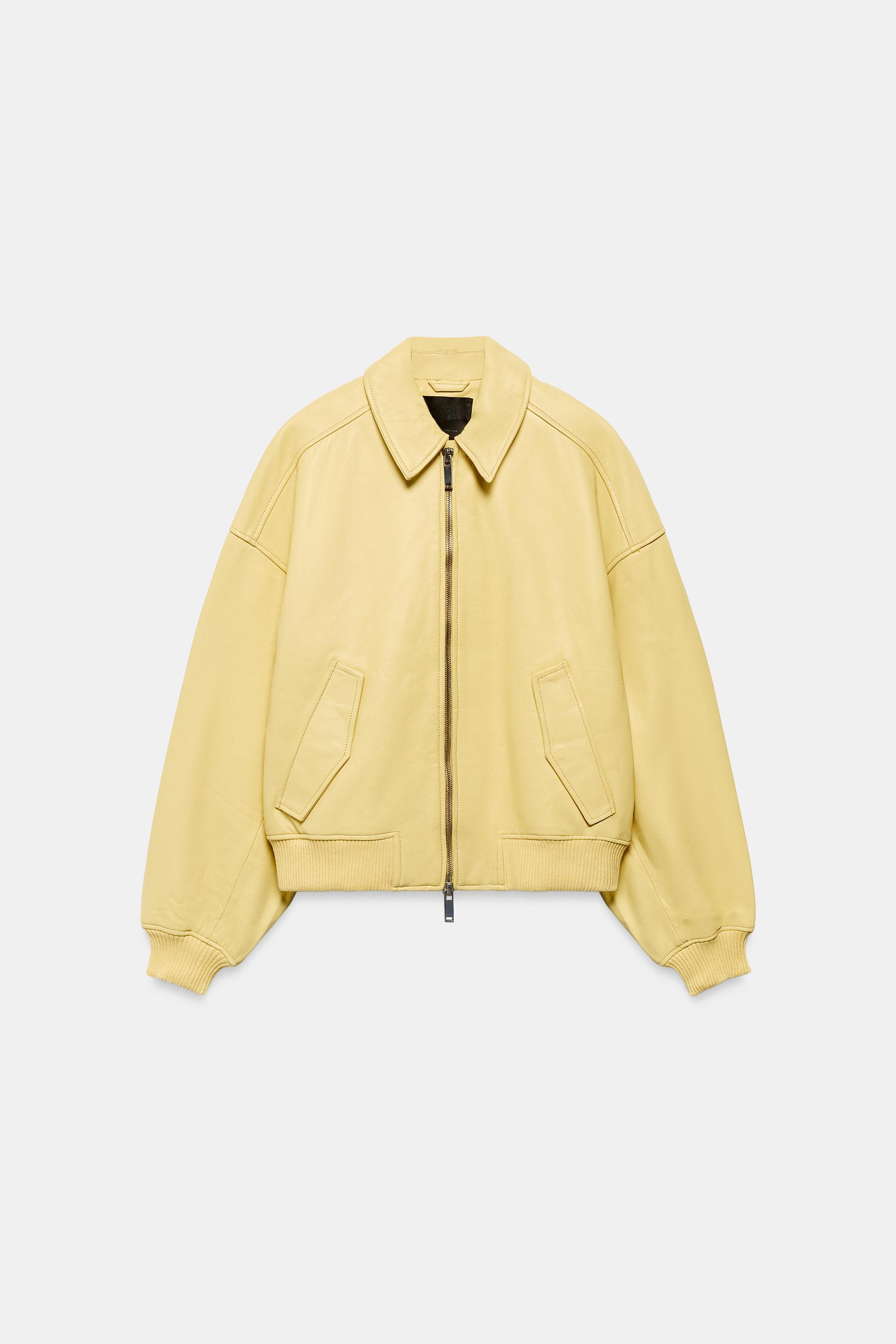 100% LEATHER BOMBER JACKET by ZARA