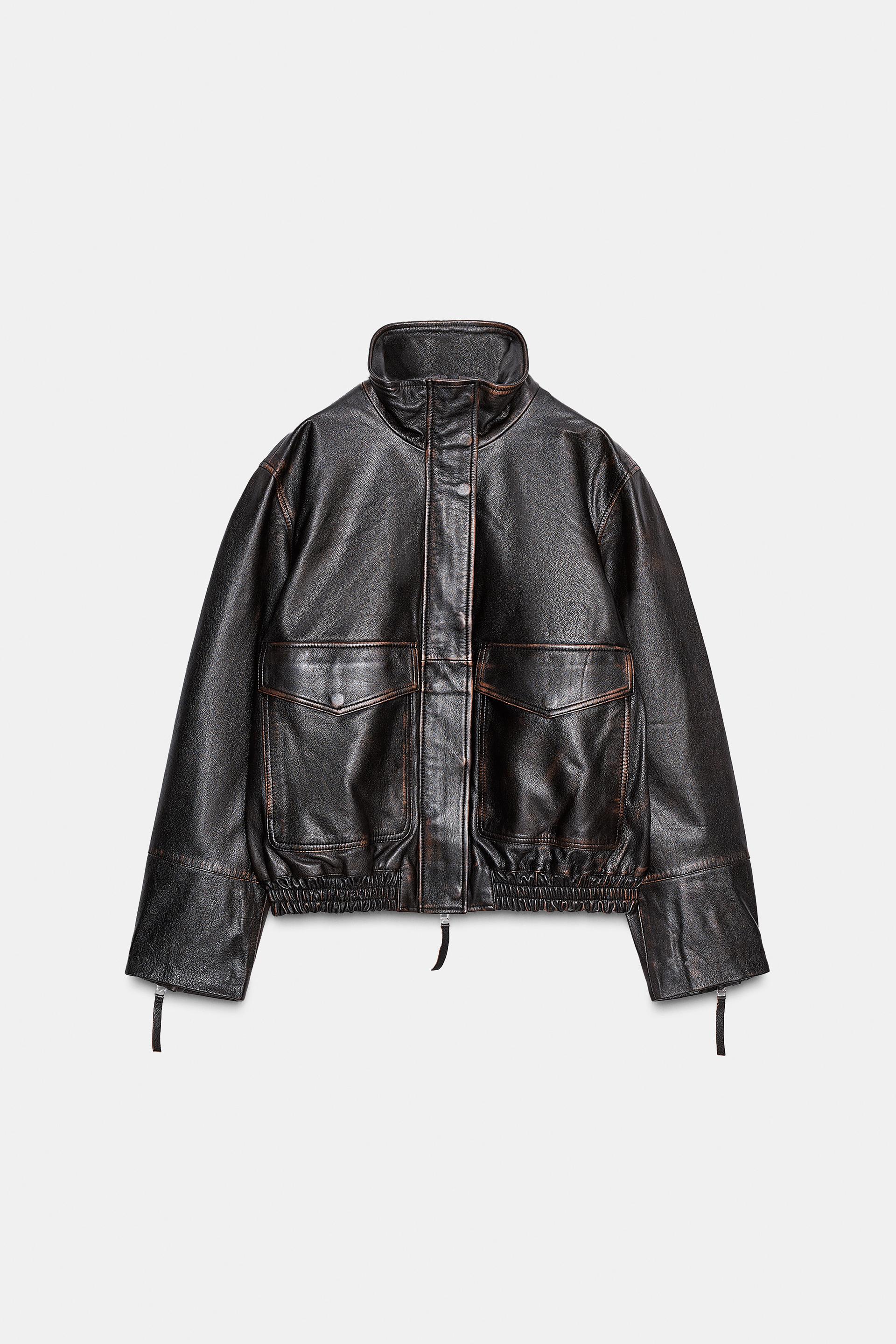 100% LEATHER BOMBER JACKET ZW COLLECTION LIMITED EDITION by ZARA