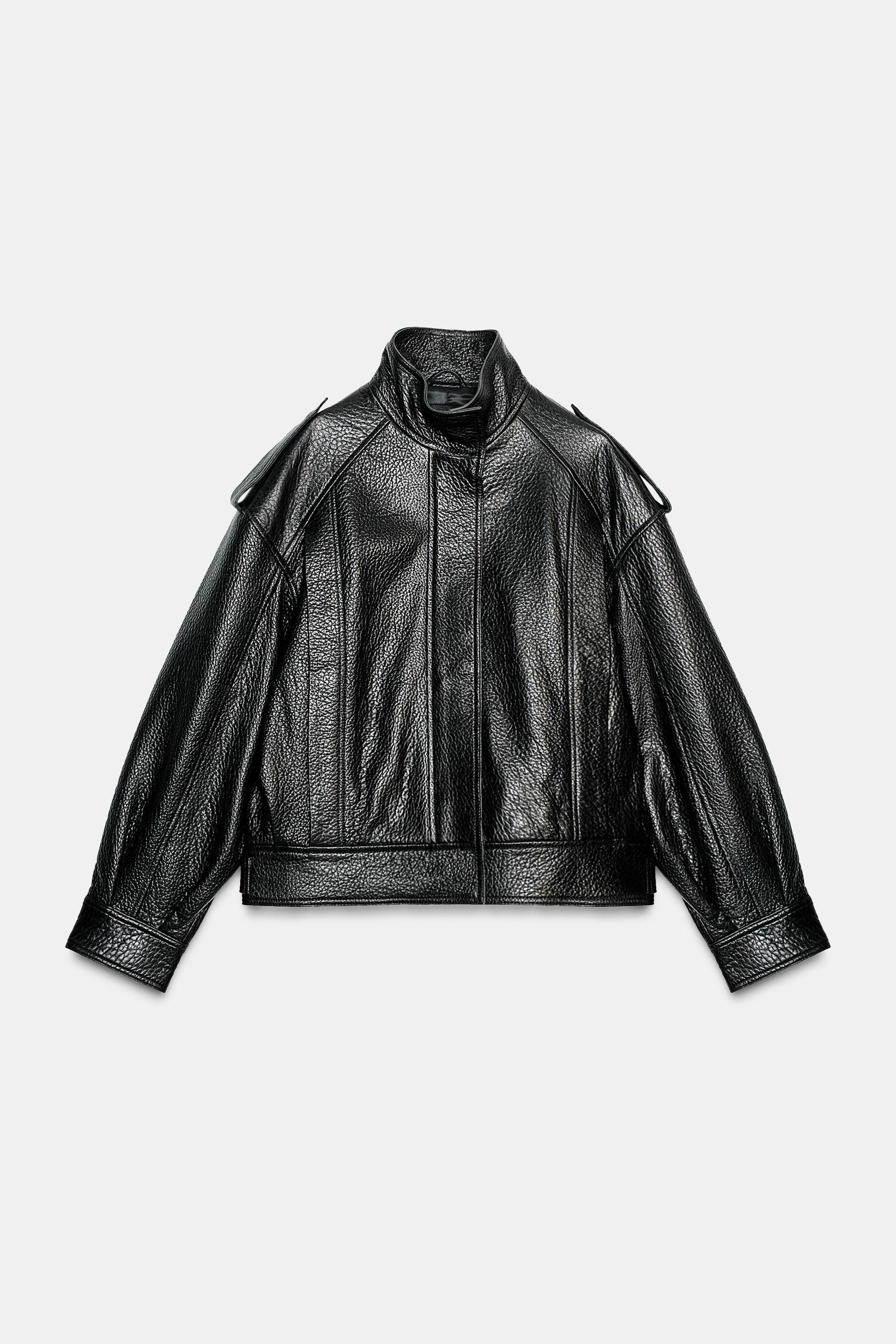 100% LEATHER BOMBER JACKET ZW COLLECTION LIMITED EDITION by ZARA