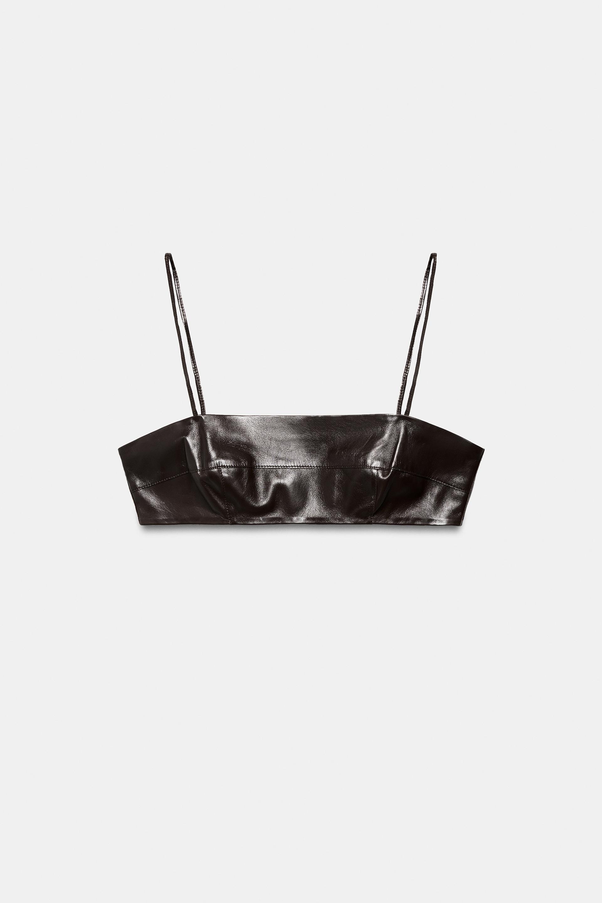 100% LEATHER CROP TOP ZW COLLECTION by ZARA