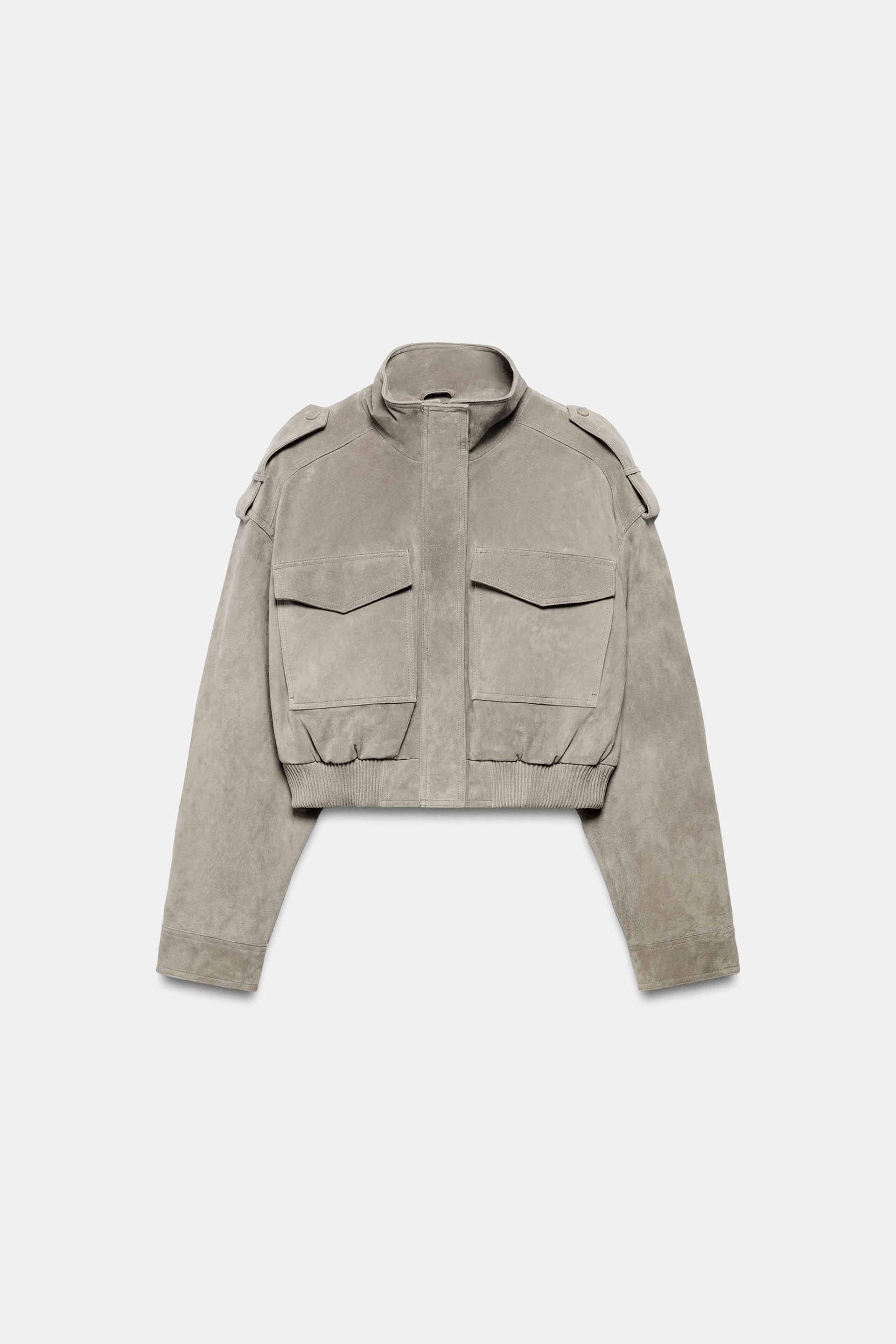 100% LEATHER CROPPED JACKET WITH TABS by ZARA