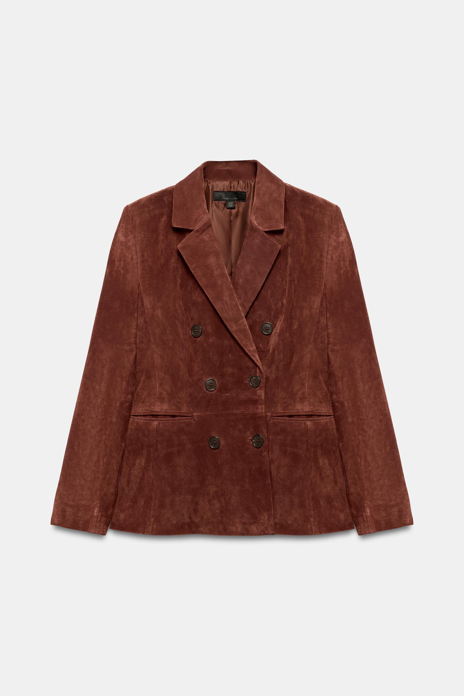 100% LEATHER FITTED BLAZER by ZARA