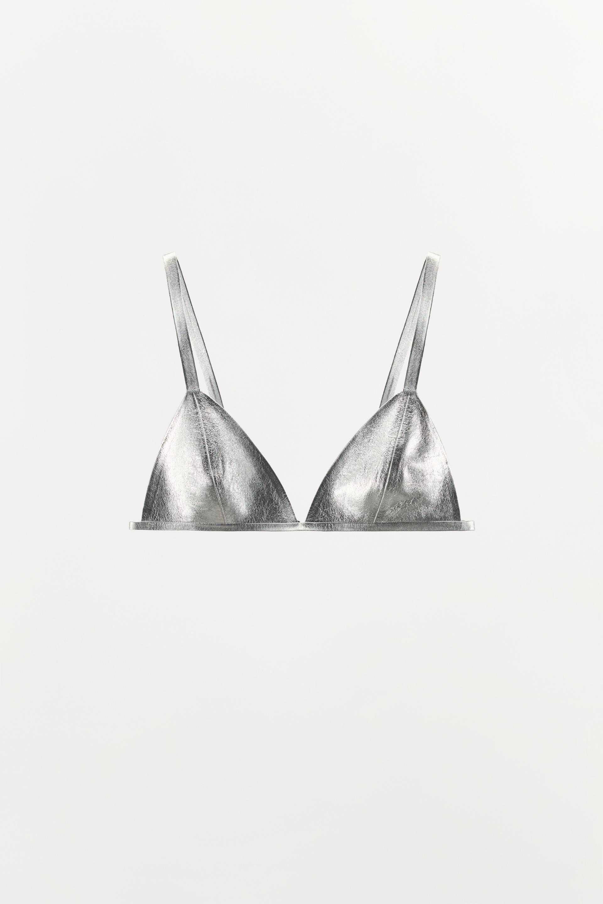 100% LEATHER METALLIC BRA by ZARA
