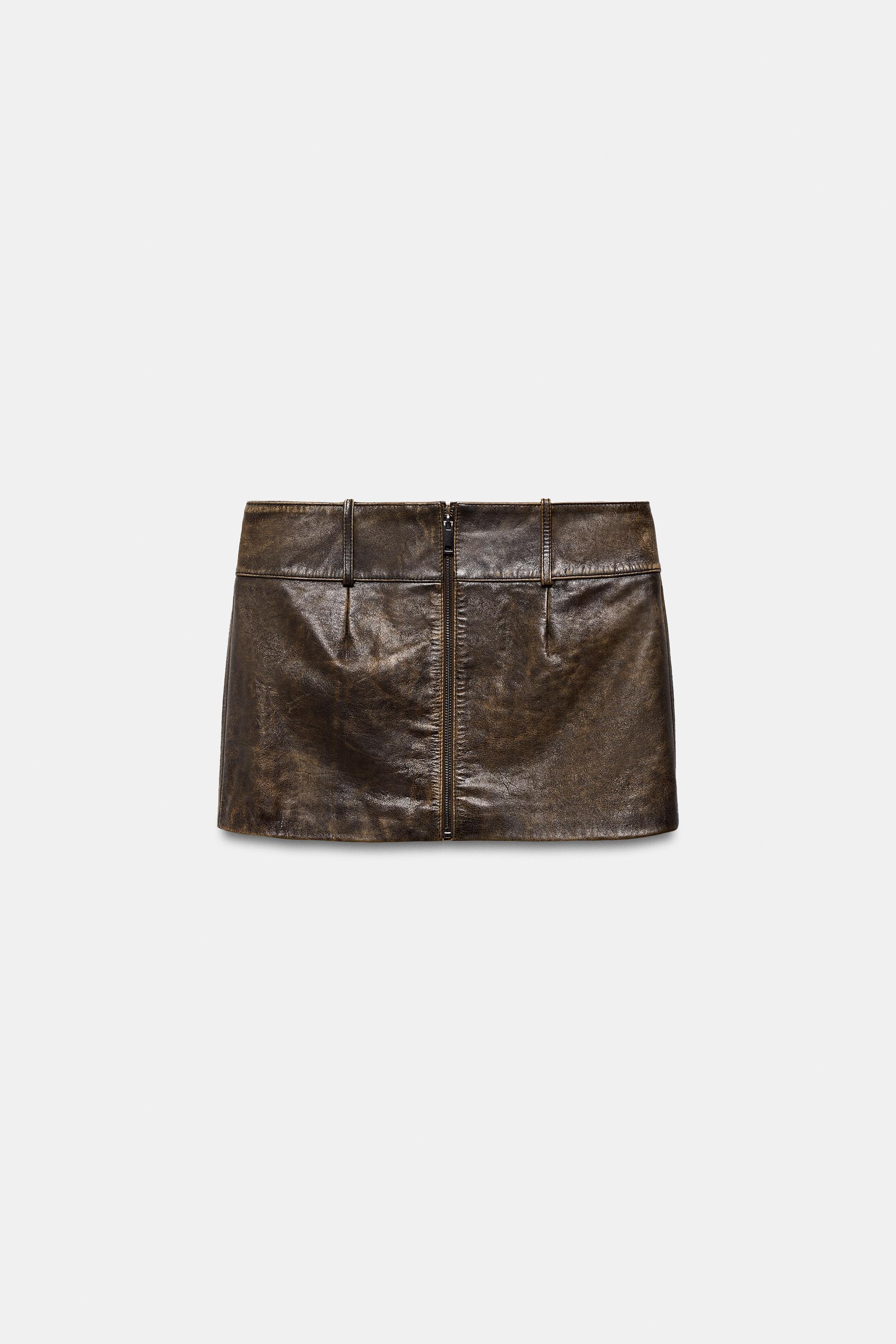 100% LEATHER MINI SKIRT ZW COLLECTION LIMITED EDITION by ZARA