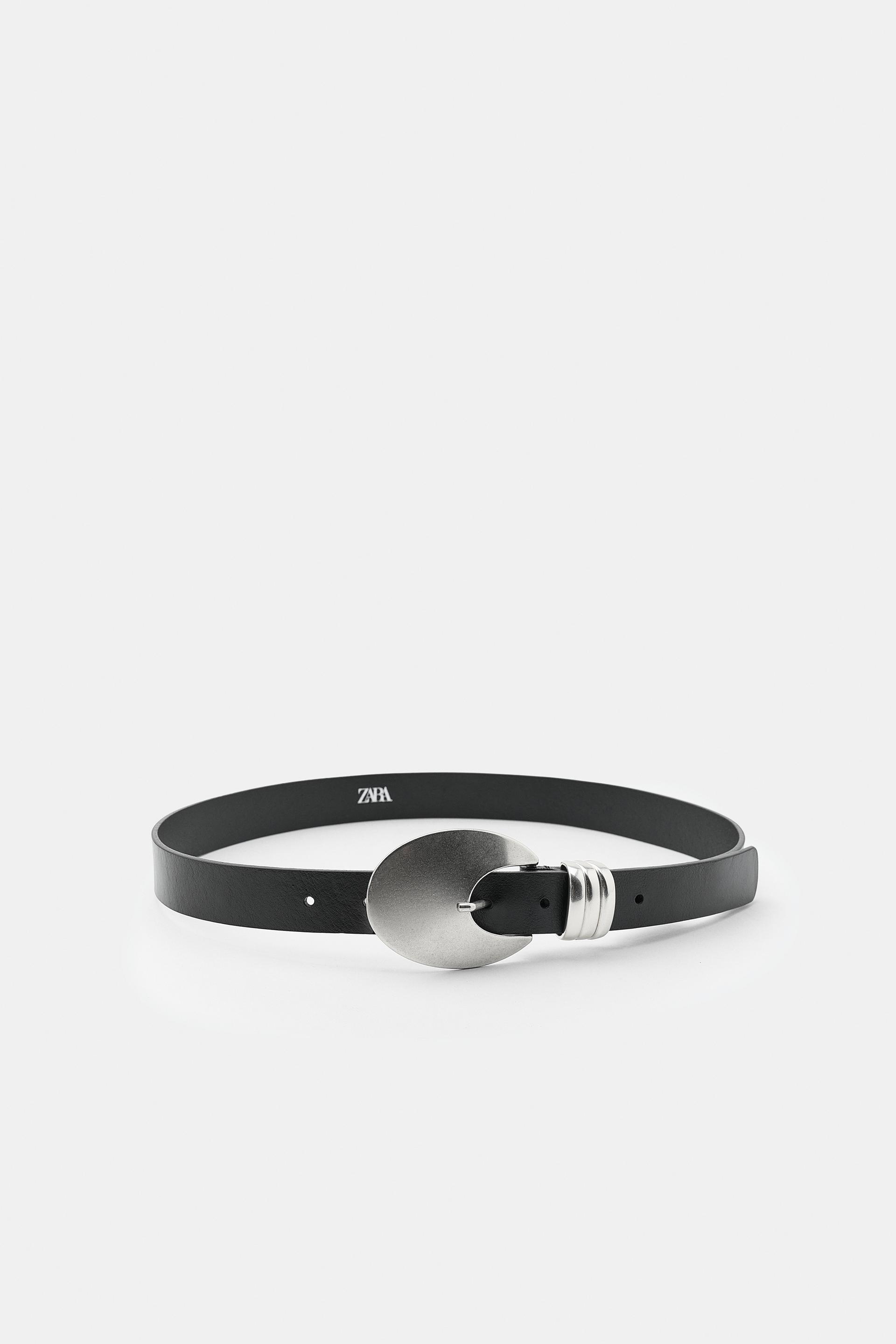 100% LEATHER OVAL BUCKLE BELT by ZARA