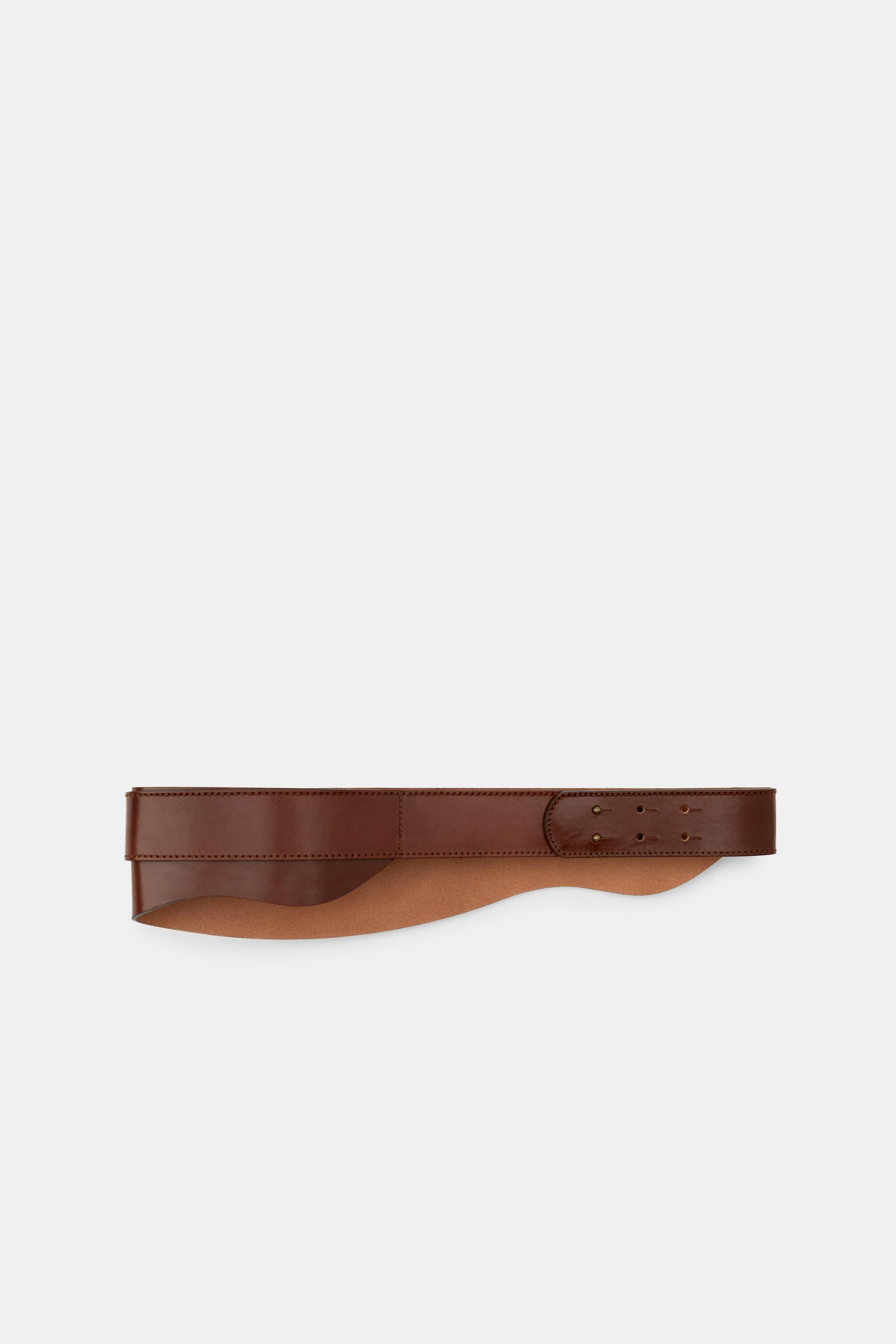 100% LEATHER WAIST BELT WITH BUCKLE by ZARA