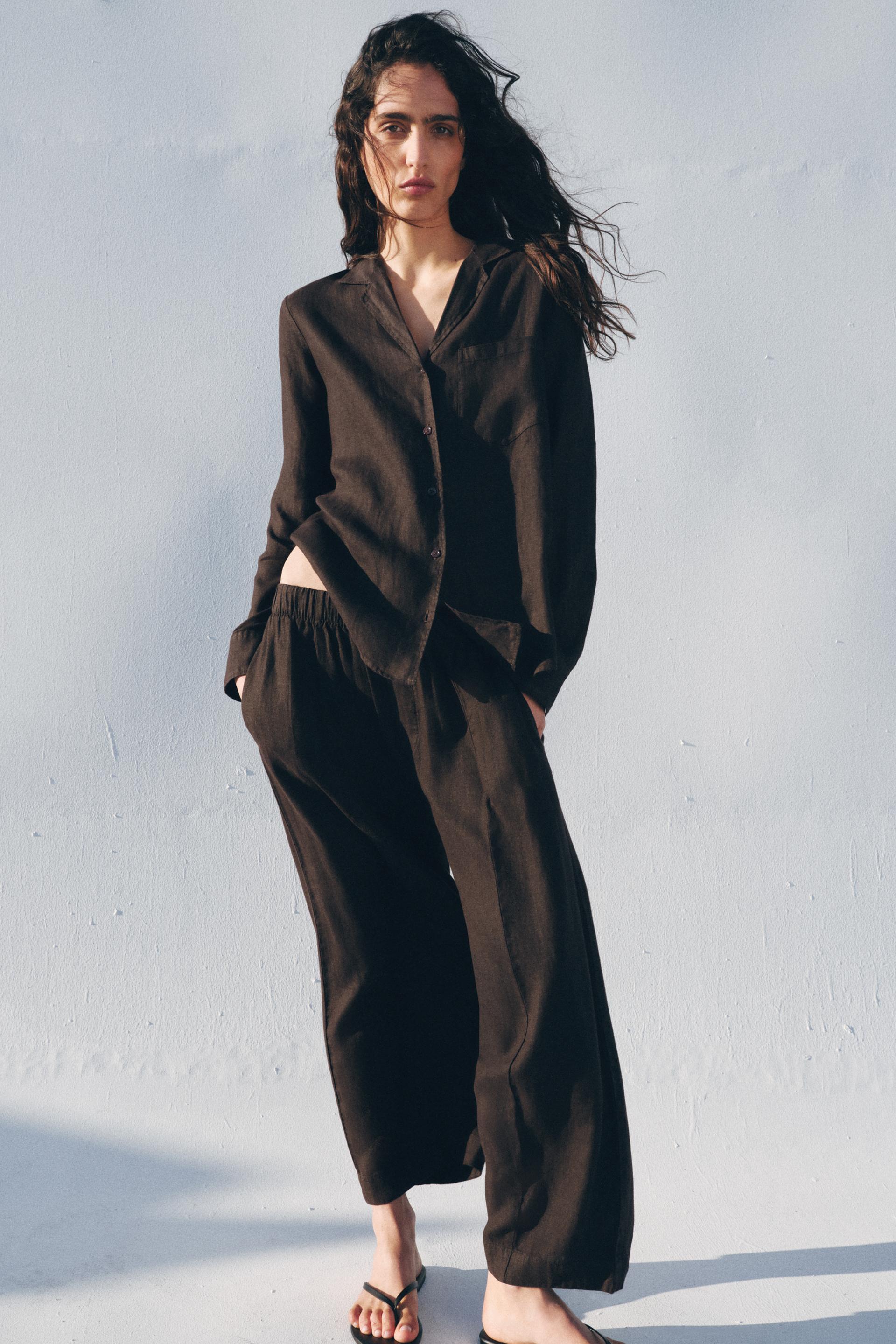 100% LINEN BARREL PANTS ZW COLLECTION by ZARA