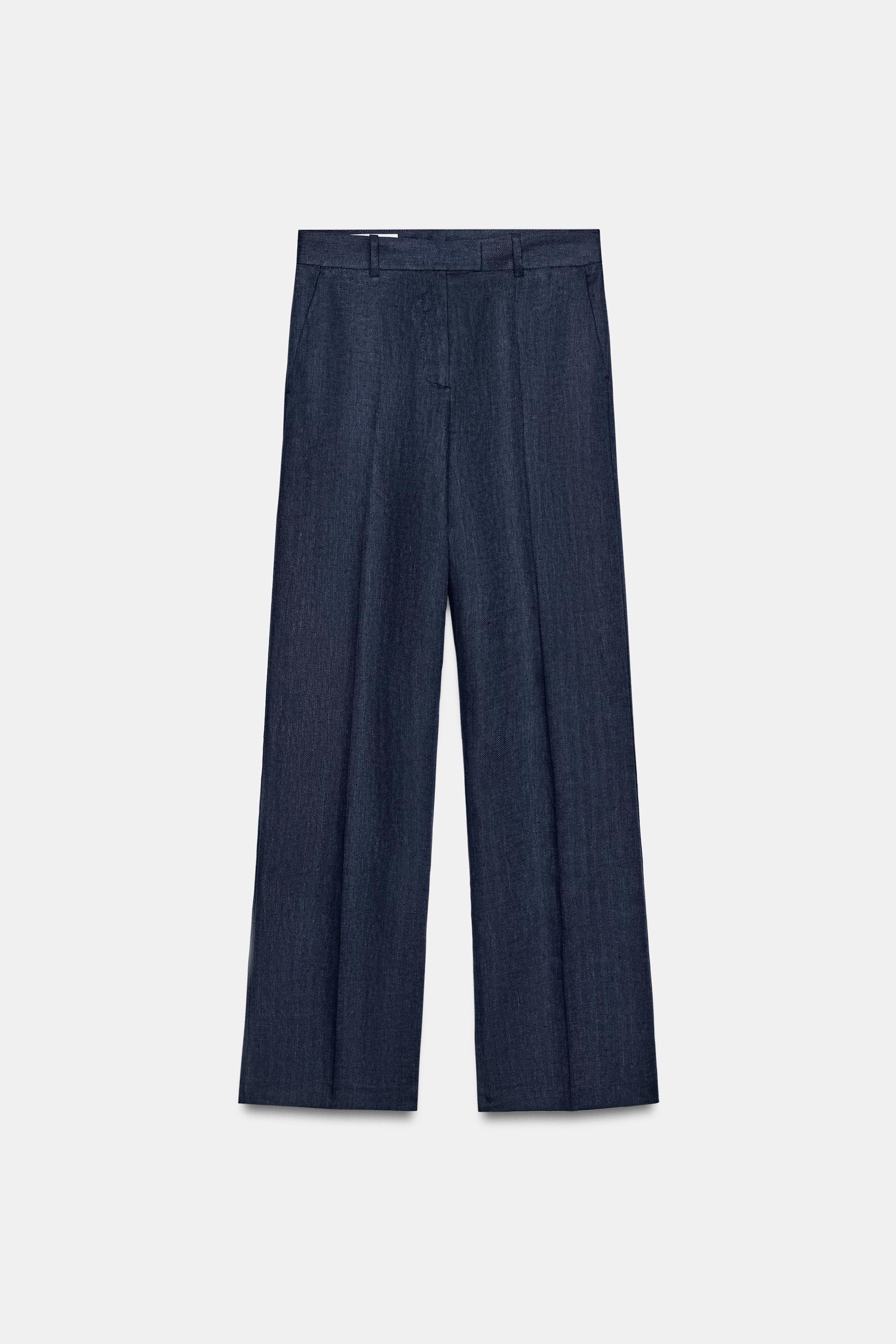 100% LINEN HERRINGBONE PANTS by ZARA