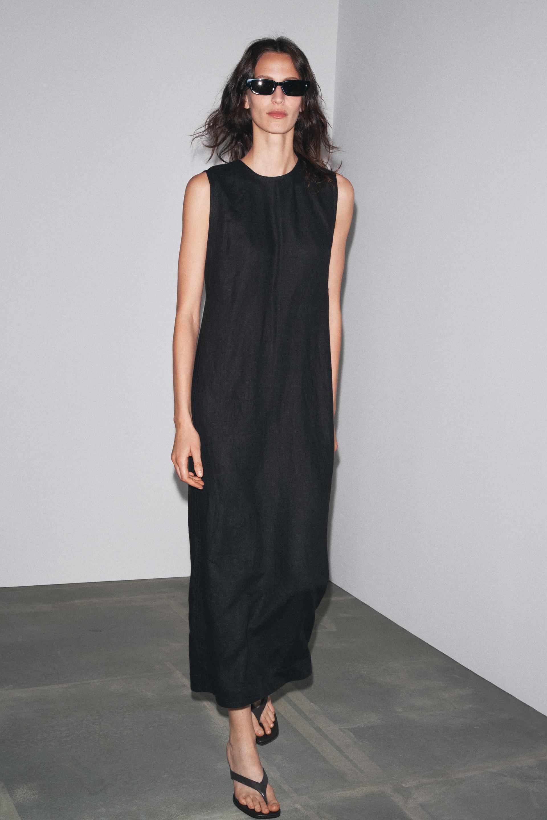 100% LINEN MIDI DRESS ZW COLLECTION by ZARA