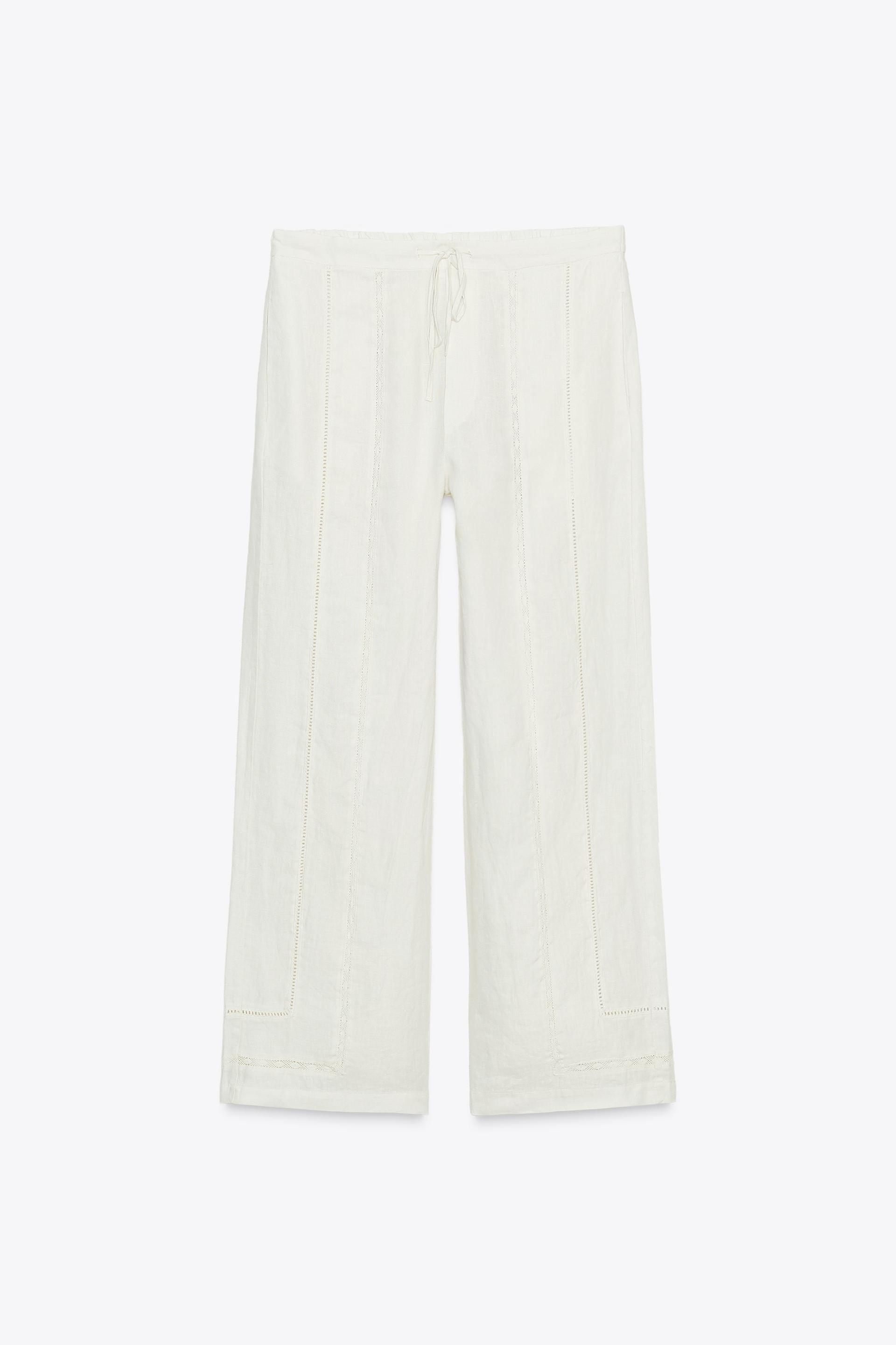 100% LINEN PANTS WITH TRIM ZW COLLECTION by ZARA