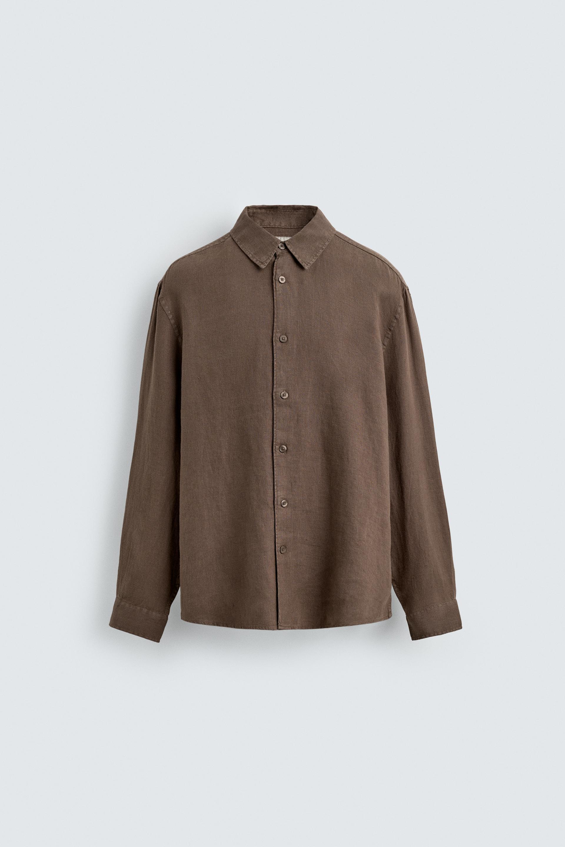 100% LINEN REGULAR FIT SHIRT by ZARA