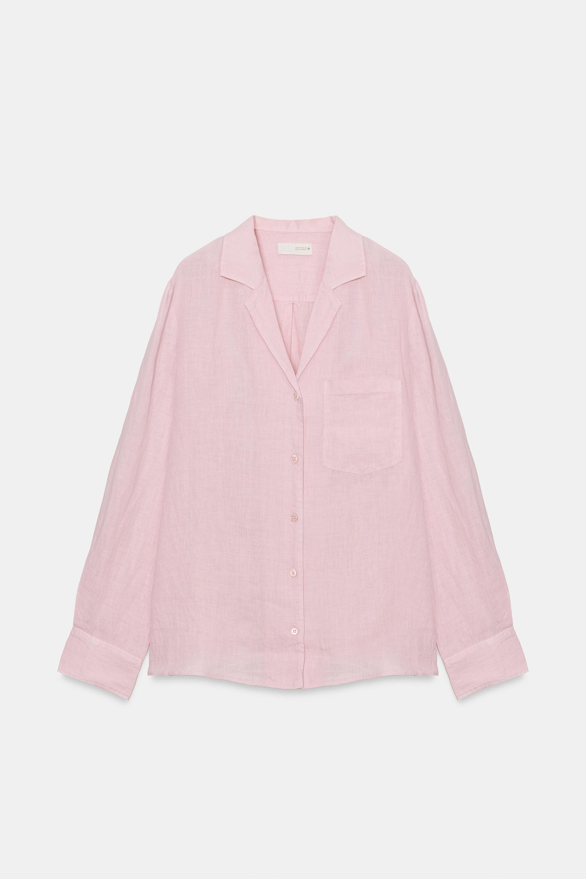 100% LINEN SHIRT WITH POCKET ZW COLLECTION by ZARA